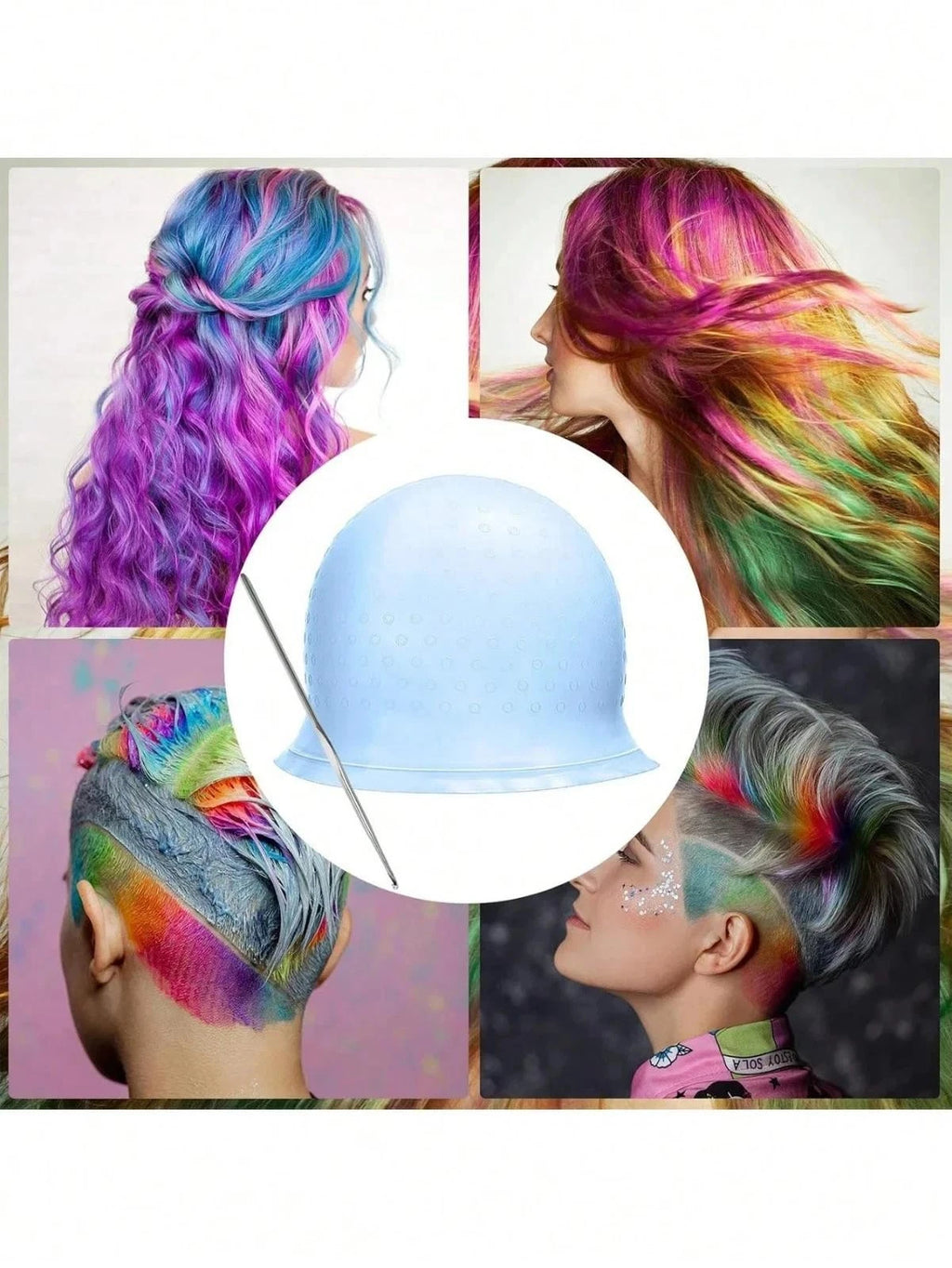 Magi Cap Reusable Hair Cap Coloring Highlighting Rubber Cap Streaking with Hook