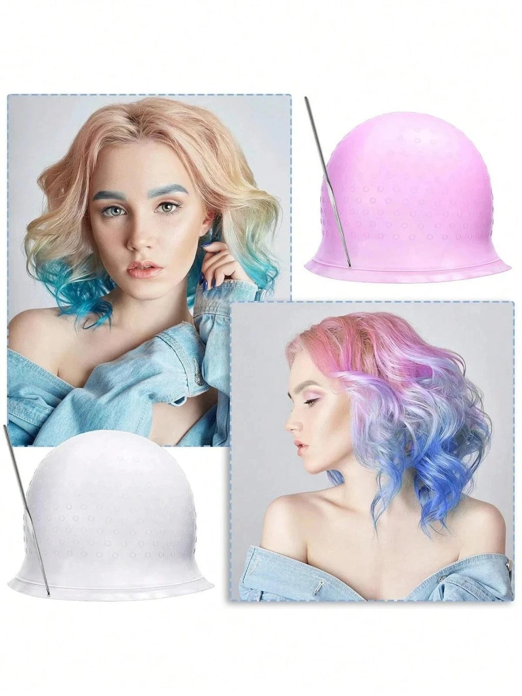 Magi Cap Reusable Hair Cap Coloring Highlighting Rubber Cap Streaking with Hook