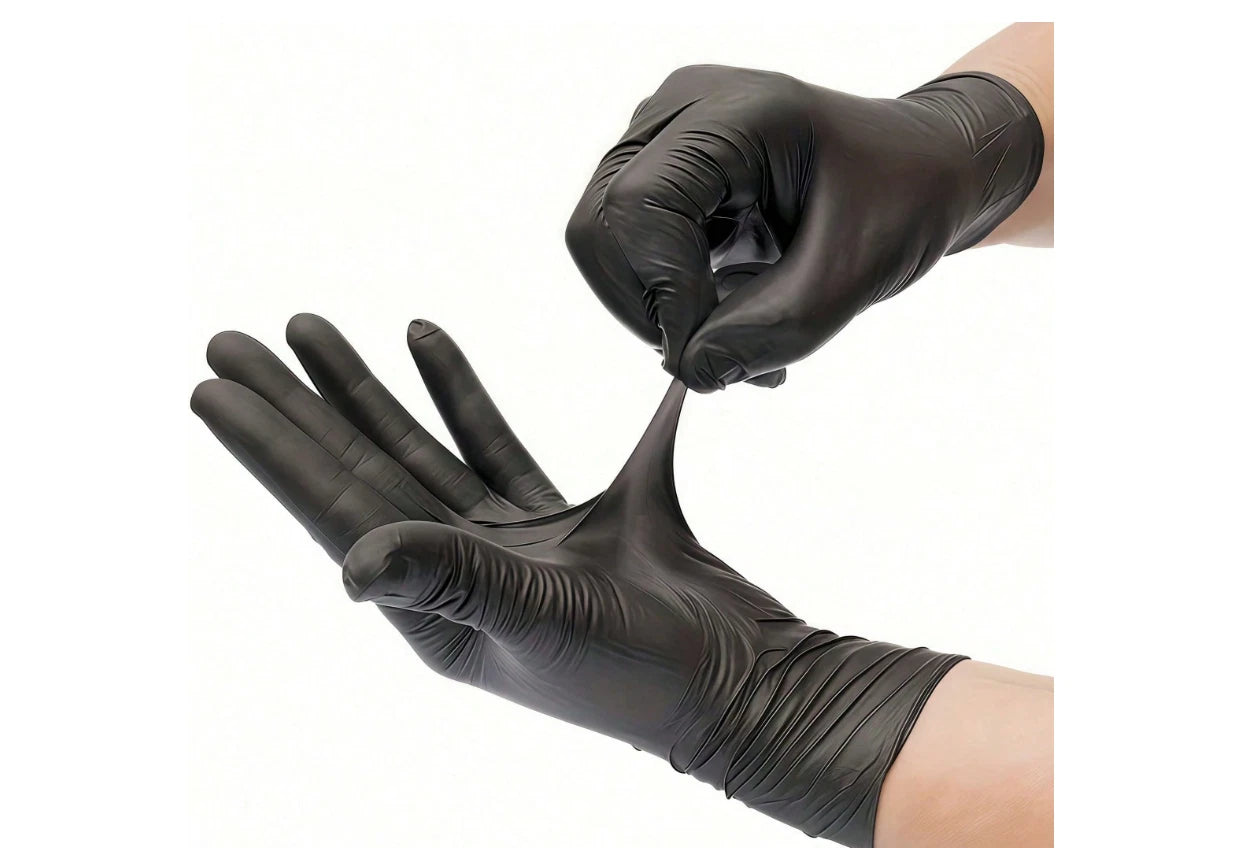 50PCS DISPOSABLE NITRILE GLOVES POWDER-FREE & LATEX-FRE BLACK Medical Grad S/M/L