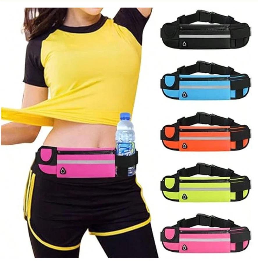 Dual Pocket Running Belt Bag Pack Waist Pouch For Phone Key Workout Cycling-Yoga